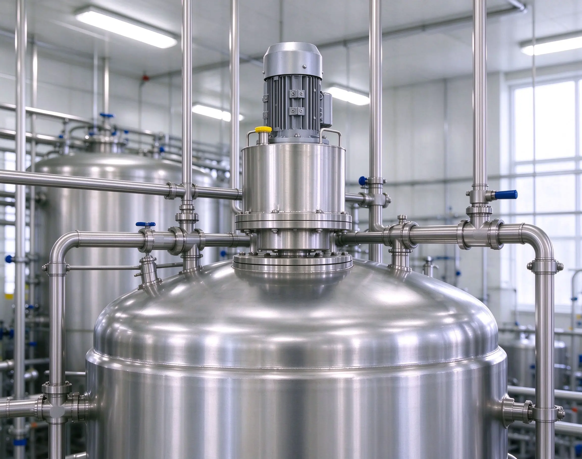 Mechanical foam breaker on a closed fermentation tank (schematic)